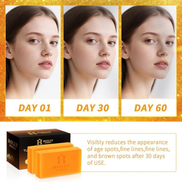 XXL 2 Pack Turmeric Soap Bar - Kojic Acid Soap Dark Spot Remover & Scars - Origi - Picture 7 of 7